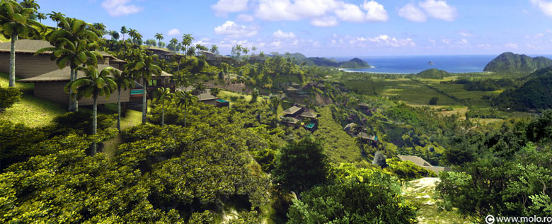 Bali, Jabon Hills, Selong Selo resort - architectural concept, 3D rendering and animation